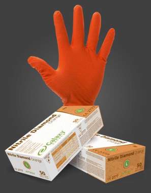Γάντια νιτριλίου μίας χρήσης Galaxy Nitirle Diamond Orange 266