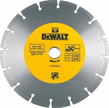 Διαμαντόδισκος Δομικών Υλικών 115mm DEWALT DT3701